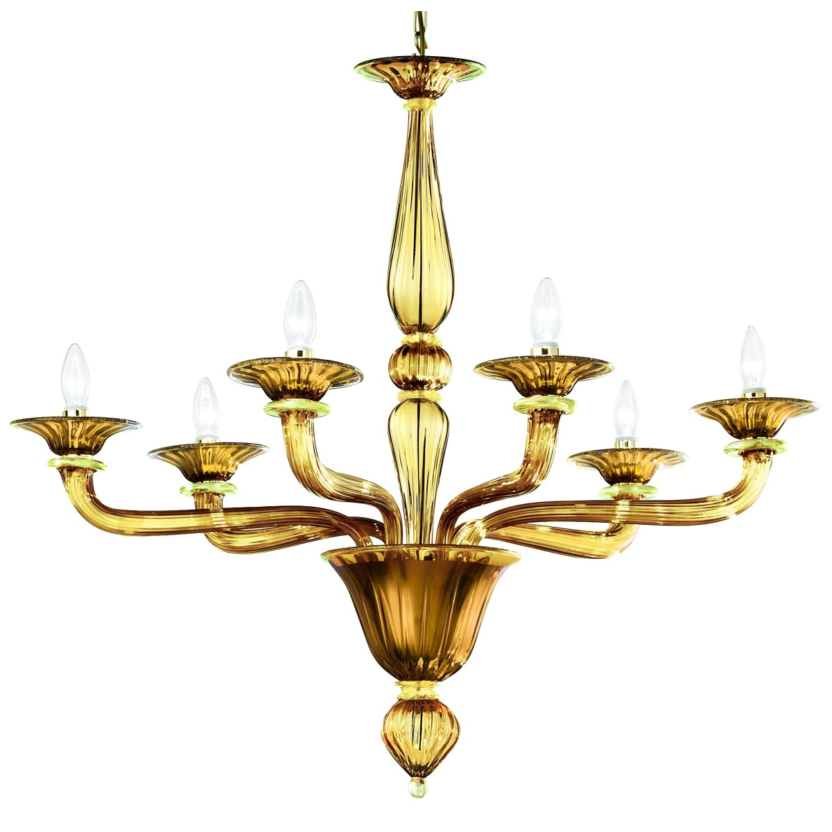 Sospiri 6 luces lampara de Murano - color ámbar oro