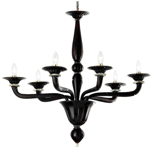 Sospiri 6 lights Murano chandelier - black gold