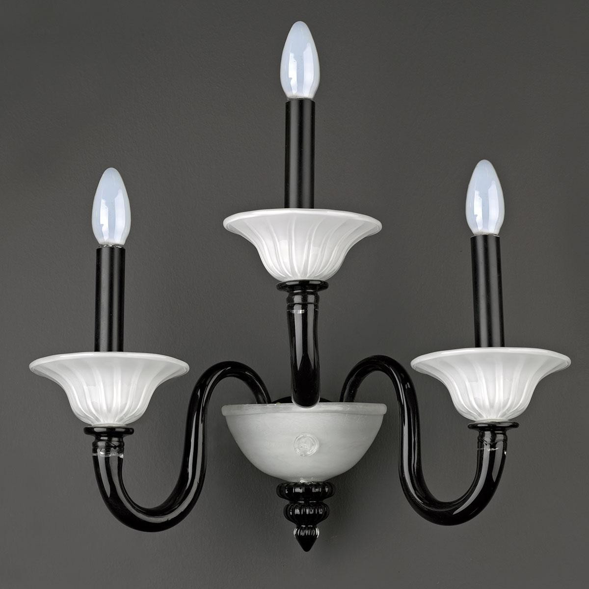 "Agape" Murano glass sconce - black and white -
