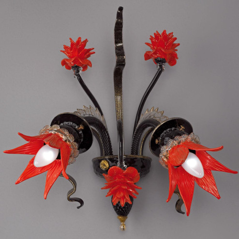 "Iphigenia" Murano glass sconce - black and red -