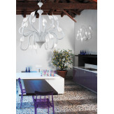 "Cerere" lustre en cristal de Murano - blanc et argent-