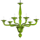Sospiri 6 lumières lustre Murano - couleur vert transparent