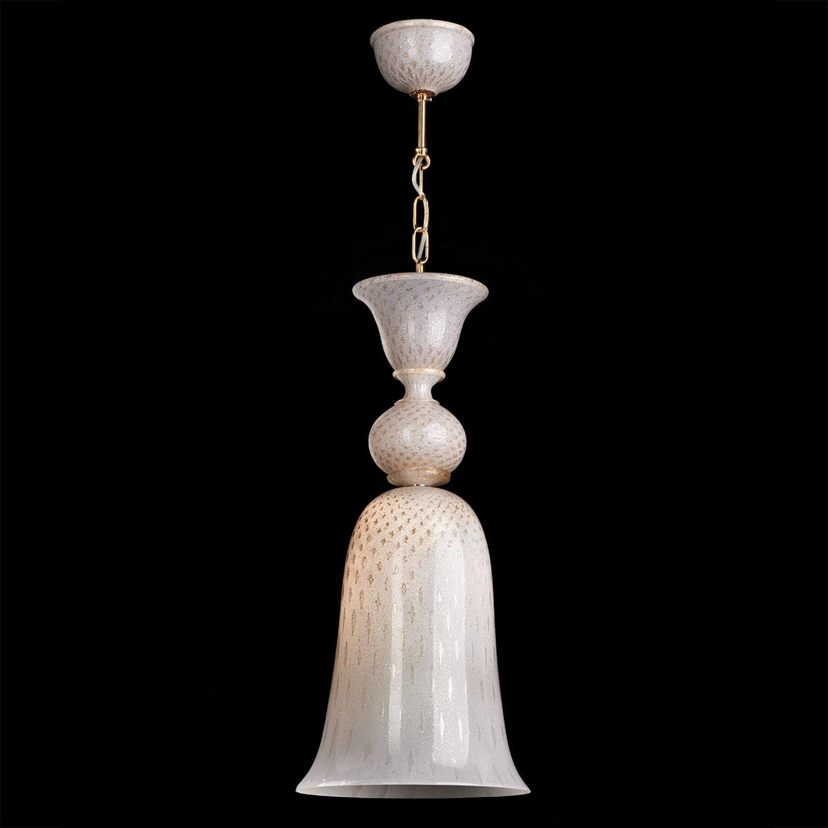 "Olimpia" Murano glass pendant light - white and gold -