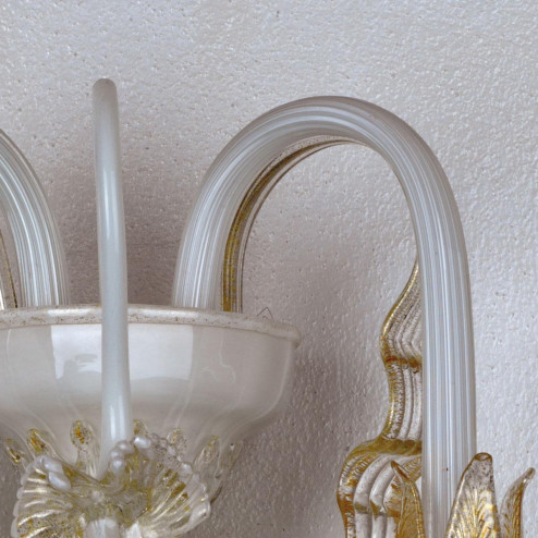 "Lete" aplique de pared de Murano - blanco y oro -