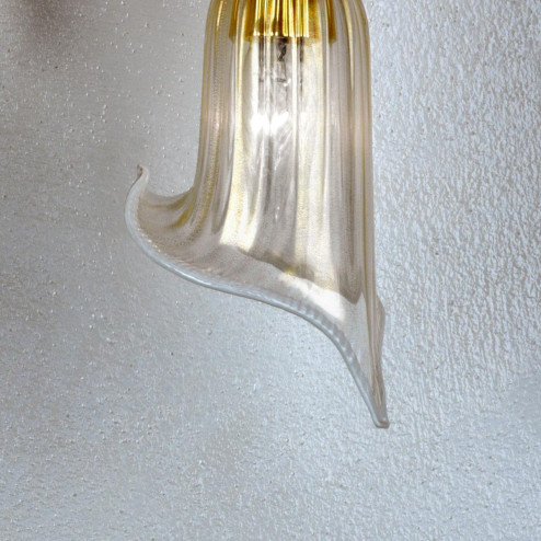 "Lete" applique en verre de Murano - blanc et or -