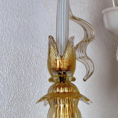 "Lete" Murano glas wandleuchte - weiß und gold -