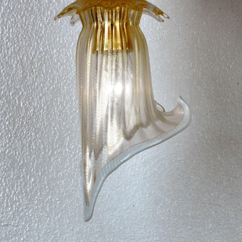 "Lete" applique en verre de Murano - blanc et or -