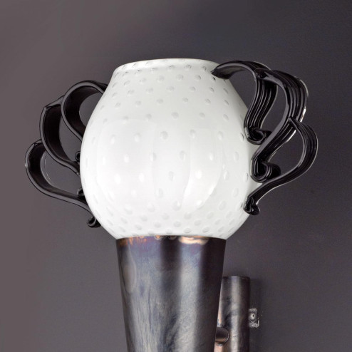 "Nemesi" applique en verre de Murano - blanc et noir -