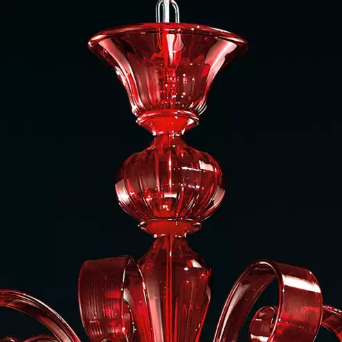 "Stige" Murano glass chandelier - 6 lights - red