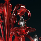 "Stige" lampara de araña de Murano - 6 luces - rojo