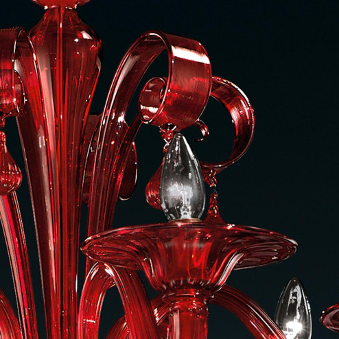 "Stige" Murano glas Kronleuchter - 6 flammig - rot