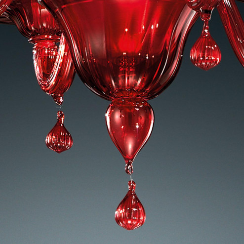 "Stige" lustre en cristal de Murano - 6 lumières - rouge