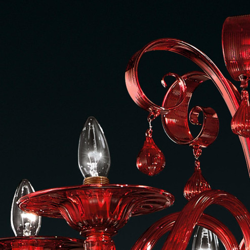 "Stige" Murano glass chandelier - 6 lights - red