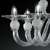 "Wolfgang" lampara de araña de Murano - 8+4 luces - transparente y blanco