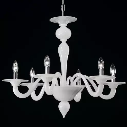 "Serana" Murano glass chandelier - 6 lights - white