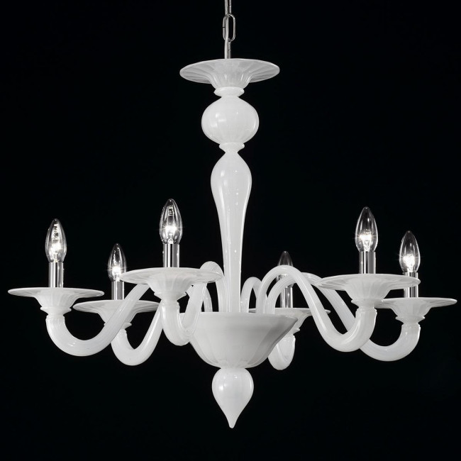 "Serana" lustre en cristal de Murano - 6 lumières - blanc