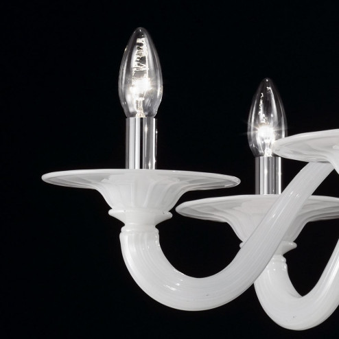 "Serana" Murano glass chandelier - 6 lights - white