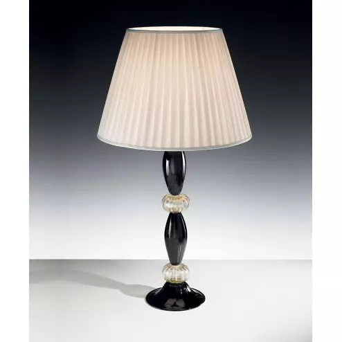 "Paride" Murano glass table lamp - black and gold -