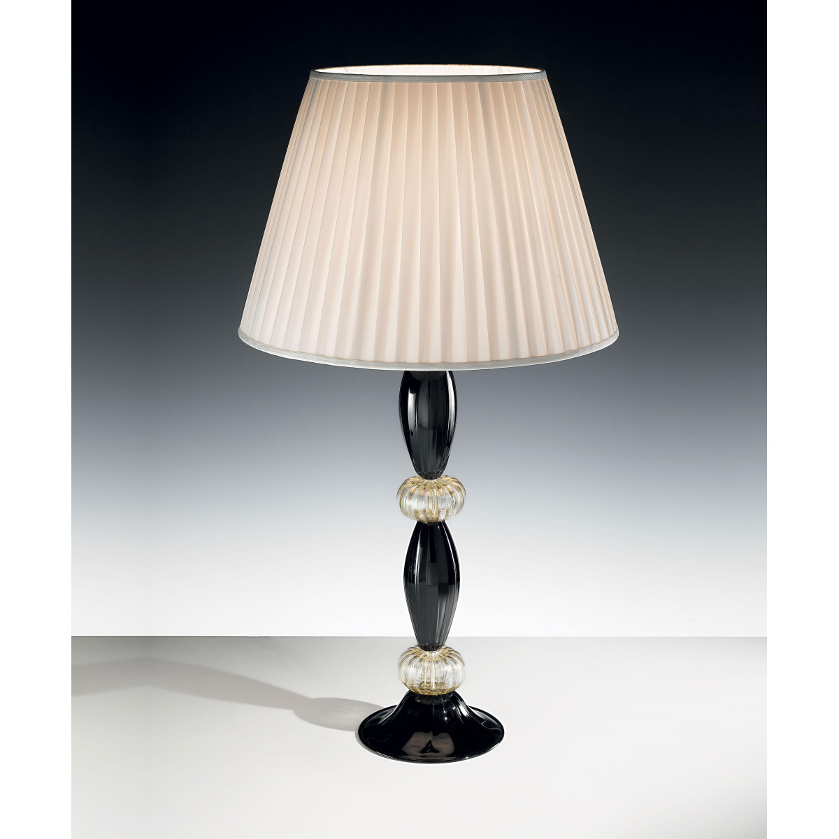 "Paride" lampe de table en verre de Murano - noir et or -