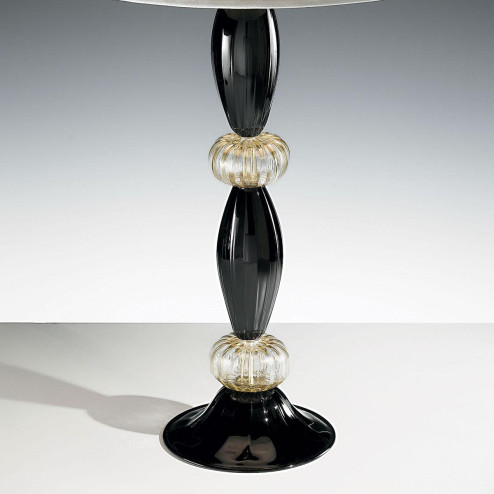 "Paride" lampe de table en verre de Murano - noir et or -