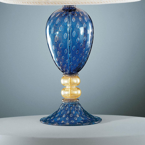 "Imperia" lampe de table en verre de Murano - bleu et or -