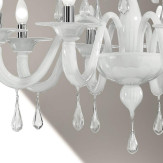 "Olivia" lustre en cristal de Murano - 8 lumières - blanc et transparent