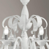 "Olivia" lustre en cristal de Murano - 8 lumières - blanc et transparent
