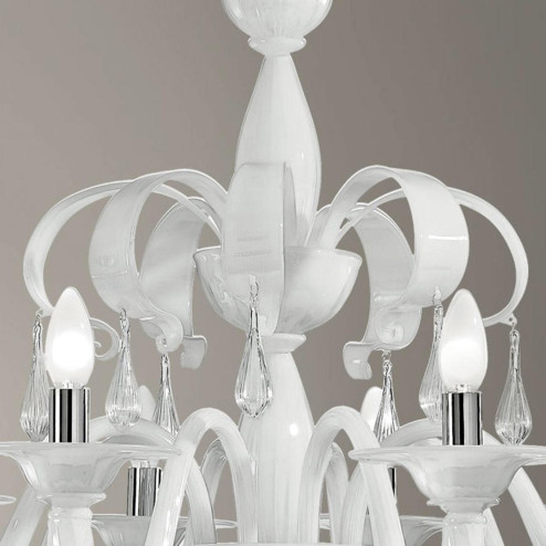 "Olivia" lampara de araña de Murano - 8 luces - blanco y transparente