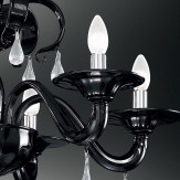 "Olivia" lampara de araña de Murano - 6 luces - negro y transparente