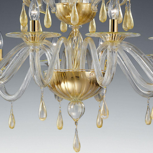 "Olivia" Murano glass chandelier - 12 lights - gold