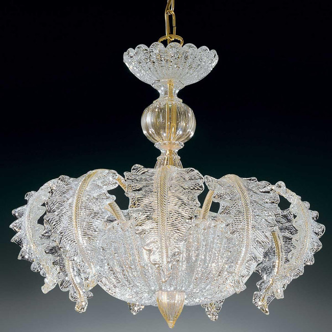 "Elise" lampara de araña de Murano - 3 luces - transparente y oro