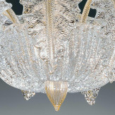 "Elise" lustre en cristal de Murano - 3 lumière - transparent et or