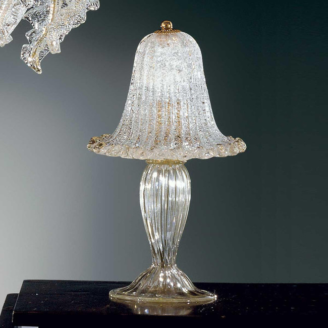 "Elise" Murano glass bedside lamp - 1 light - transparent and gold