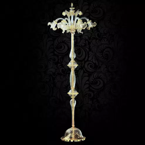 Canal Grande 5 lights Murano floor lamp transparent gold color