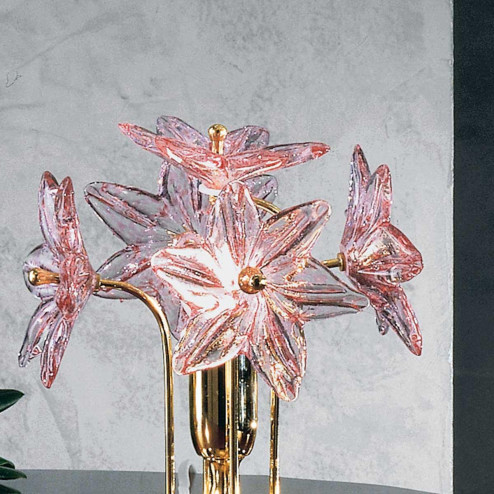"Fiordaliso" Murano glass table lamp - 1 light - transparent and pink