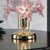 "Fiordaliso" lampe de chevet en verre de Murano - 1 lumière - transparent et rose