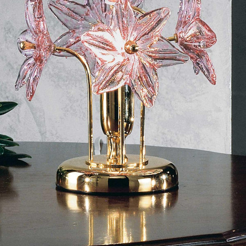 "Fiordaliso" Murano glass table lamp - 1 light - transparent and pink