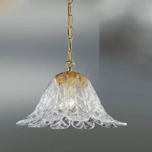 "Animus" lámpara colgante en cristal de Murano - 1 luces - transparente y ámbar
