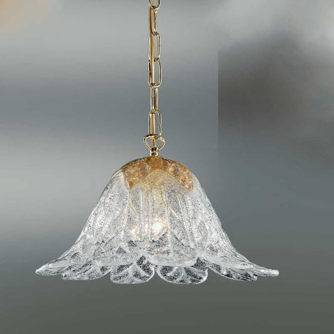 "Animus" suspension en verre de Murano - 1 lumières - transparent et ambre