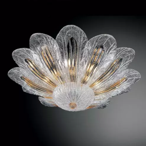 "Talita" Murano glass ceiling light - 6 lights - transparent and amber