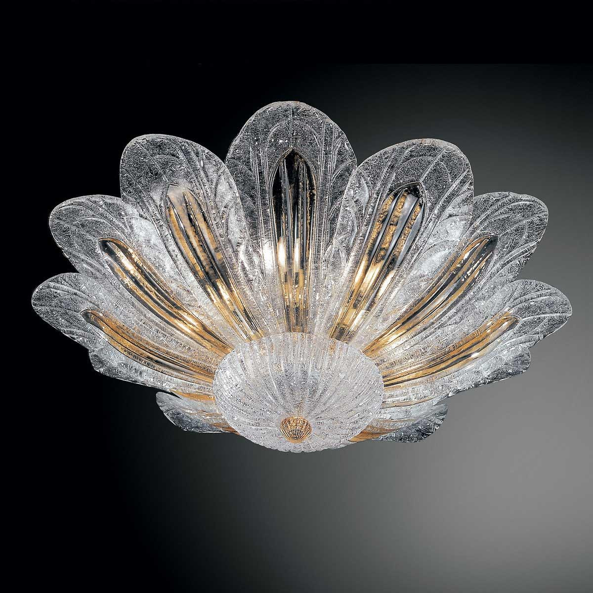 "Talita" lampara de techo de Murano - 6 luces - transparente y ámbar