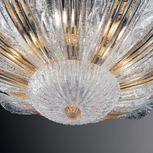 "Talita" plafonnier en verre de Murano - 6 lumières - transparent et ambre