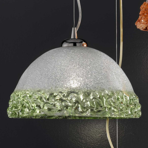 "Phara" Murano glass pendant light - 1 light -  transparent and green