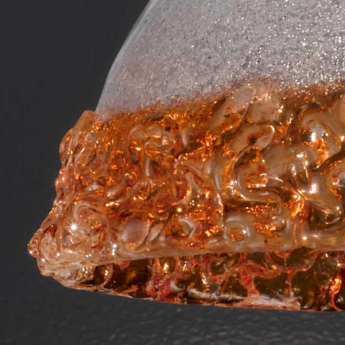 "Phara" Murano glass pendant light - 1 light -  transparent and orange
