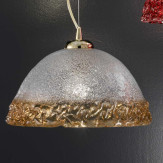 "Phara" lámpara colgante en cristal de Murano - 1 luce - transparente y ámbar