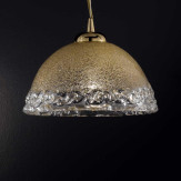 "Phara" suspension en verre de Murano - 1 lumière - ambre et transparent