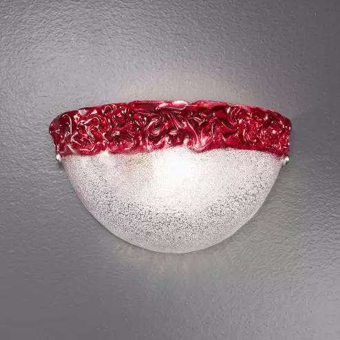 "Phara" applique en verre de Murano - 1 lumière - transparent et rouge