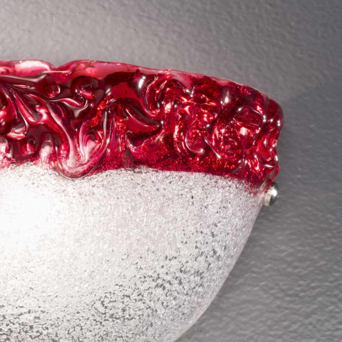 "Phara" Murano glass sconce - 1 light - transparent and red