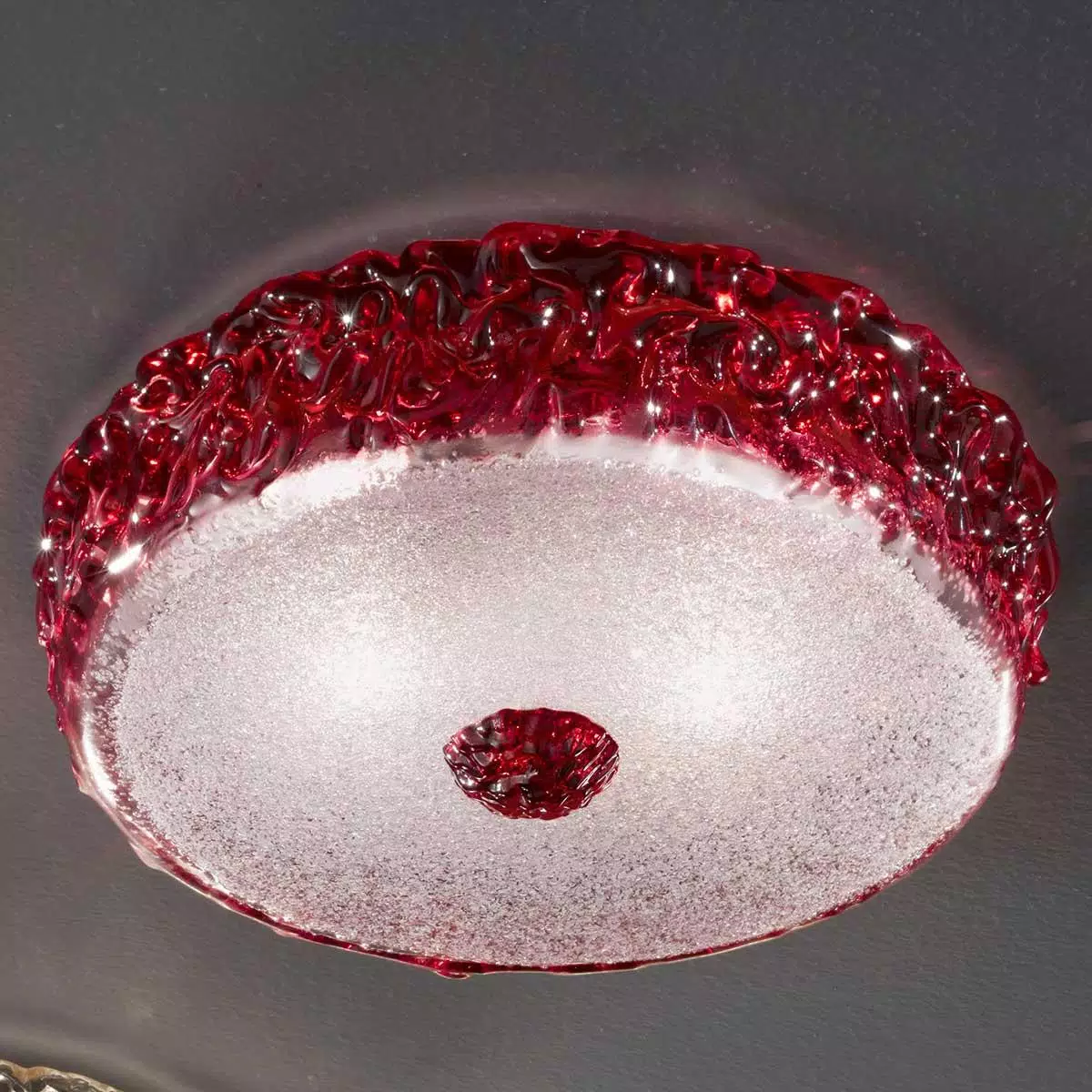 "Aria" Murano glass ceiling light - 3 lights - transparent and red
