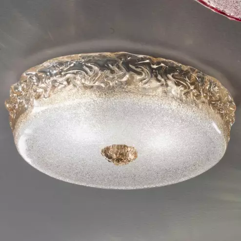 "Aria" Murano glass ceiling light - 3 lights - transparent and amber
